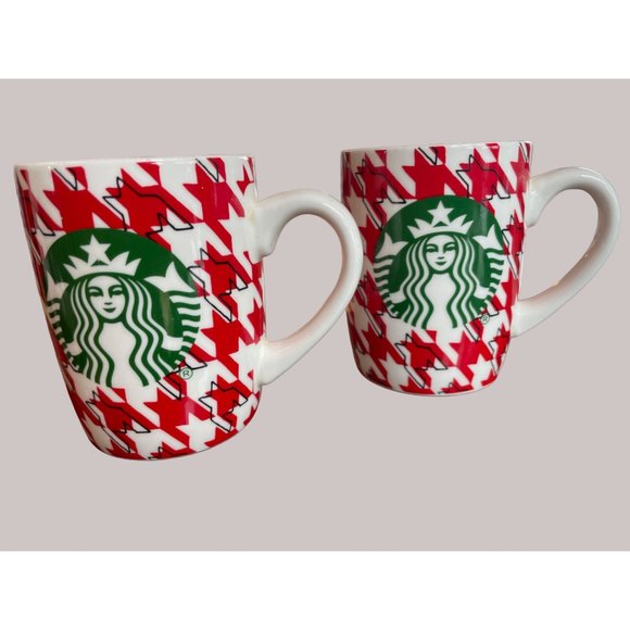 2017 Houndstooth Starbucks Coffee Tea Mug Red Green - Picture 1 of 3